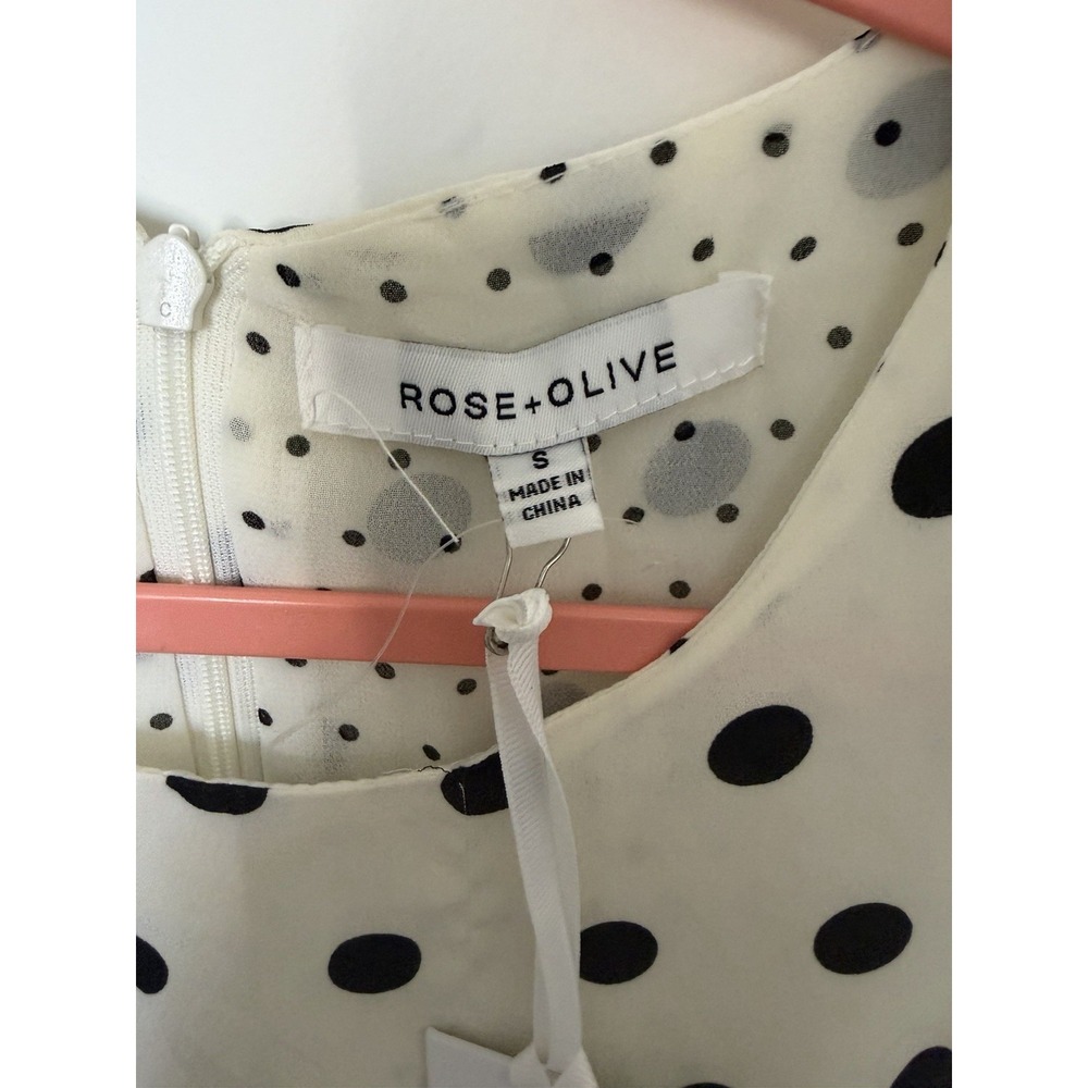 Olive & Rose Women's Sleeveless Top NWT Size Small Polka Dot Black White - Picture 5 of 6